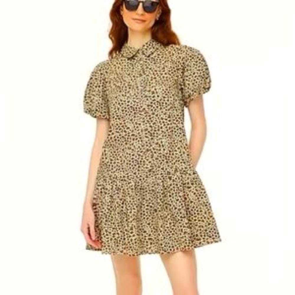 J Crew Leopard Print Puff Sleeve Dress Size 10 worn once